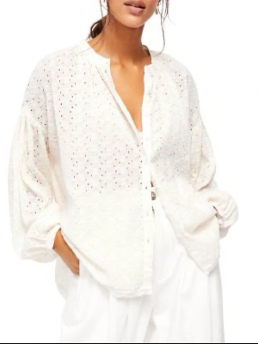 Free People 100% Cotton Maddison Eyelet Blouse